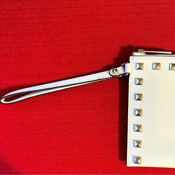 New Michael Kors Jet Set Travel Bag, Leather Wristlet Wallet, Silver Studded - Picture 3 of 8